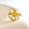 imageCicy Bell 18k Gold Plated Chunky Statement Rings for Women Teardrop Cubic Zirconia Trendy Delicate Band Rings Gifts for HerGold