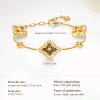 imageCicy Bell 18k Gold Plated Clover Bracelet for Women Lucky Four Leaf Shell Bracelets Trendy Birthday Jewelry GiftsGrey