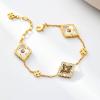 imageCicy Bell 18k Gold Plated Clover Bracelet for Women Lucky Four Leaf Shell Bracelets Trendy Birthday Jewelry GiftsGrey
