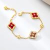 imageCicy Bell 18k Gold Plated Clover Bracelet for Women Lucky Four Leaf Shell Bracelets Trendy Birthday Jewelry GiftsRed