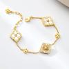 imageCicy Bell 18k Gold Plated Clover Bracelet for Women Lucky Four Leaf Shell Bracelets Trendy Birthday Jewelry GiftsWhite
