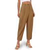 imageCicy Bell Casual Dress Pants High Waisted Button Work Office Pleated Trousers with PocketsBrown
