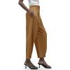imageCicy Bell Casual Dress Pants High Waisted Button Work Office Pleated Trousers with PocketsBrown