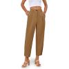 imageCicy Bell Casual Dress Pants High Waisted Button Work Office Pleated Trousers with PocketsBrown