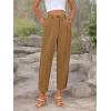 imageCicy Bell Casual Dress Pants High Waisted Button Work Office Pleated Trousers with PocketsBrown