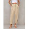 imageCicy Bell Casual Dress Pants High Waisted Button Work Office Pleated Trousers with PocketsKhaki