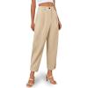 imageCicy Bell Casual Dress Pants High Waisted Button Work Office Pleated Trousers with PocketsKhaki