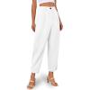 imageCicy Bell Casual Dress Pants High Waisted Button Work Office Pleated Trousers with PocketsWhite