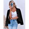 imageCicy Bell Elegant Women Blazer Business Work Office Peplum Hem Jacket Open Front Herringbone Coats Black
