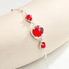 imageCicy Bell Platinum Plated Link Bracelet Synthetic Moonstone Adjustable Cable Chain Station Bracelets 59quot 19quot ExtenderCherry Red