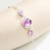 imageCicy Bell Platinum Plated Link Bracelet Synthetic Moonstone Adjustable Cable Chain Station Bracelets 59quot 19quot ExtenderLavender Purple