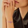 imageCicy Bell Platinum Plated Link Bracelet Synthetic Moonstone Adjustable Cable Chain Station Bracelets 59quot 19quot ExtenderLavender Purple
