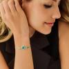 imageCicy Bell Platinum Plated Link Bracelet Synthetic Moonstone Adjustable Cable Chain Station Bracelets 59quot 19quot ExtenderMarine Green