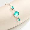 imageCicy Bell Platinum Plated Link Bracelet Synthetic Moonstone Adjustable Cable Chain Station Bracelets 59quot 19quot ExtenderMarine Green