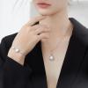 imageCicy Bell Platinum Plated Link Bracelet Synthetic Moonstone Adjustable Cable Chain Station Bracelets 59quot 19quot Extenderwhite gold1