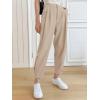 imageCicy Bell Women Casual High Waisted Button Pencil Pants Work Office Straight Leg Dress Pants Fold Pleated TrousersApricot