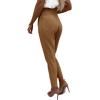 imageCicy Bell Women Casual High Waisted Pants Straight Leg Work Office Dress Pants Fold Pleated Trousers with PocketsBrown