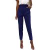imageCicy Bell Women Casual High Waisted Pants Straight Leg Work Office Dress Pants Fold Pleated Trousers with PocketsNavy