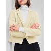 imageCicy Bell Women Double Breasted Cropped Tweed Blazer Jackets Lapel Open Front Long Sleeve Business Suit Jackets with PocketBeige