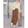 imageCicy Bell Women Double Breasted Cropped Tweed Blazer Jackets Lapel Open Front Long Sleeve Business Suit Jackets with PocketBeige