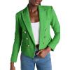 imageCicy Bell Women Double Breasted Cropped Tweed Blazer Jackets Lapel Open Front Long Sleeve Business Suit Jackets with PocketGreen