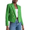 imageCicy Bell Women Double Breasted Cropped Tweed Blazer Jackets Lapel Open Front Long Sleeve Business Suit Jackets with PocketGreen