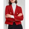 imageCicy Bell Women Double Breasted Cropped Tweed Blazer Jackets Lapel Open Front Long Sleeve Business Suit Jackets with PocketRed