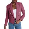 imageCicy Bell Women Double Breasted Cropped Tweed Blazer Jackets Lapel Open Front Long Sleeve Business Suit Jackets with PocketRose Red