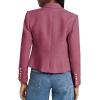 imageCicy Bell Women Double Breasted Cropped Tweed Blazer Jackets Lapel Open Front Long Sleeve Business Suit Jackets with PocketRose Red