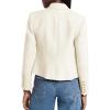 imageCicy Bell Women Double Breasted Cropped Tweed Blazer Jackets Lapel Open Front Long Sleeve Business Suit Jackets with PocketWhite