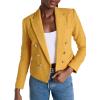 imageCicy Bell Women Double Breasted Cropped Tweed Blazer Jackets Lapel Open Front Long Sleeve Business Suit Jackets with PocketYellow