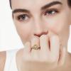 imageCicy Bell Womens 18k Gold Plated Oval Cubic Zirconia Delicate Yellow Olive Statement Band Open Rings for GiftsGold
