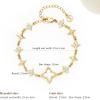 imageCicy Bell Womens 18k Gold Plated White Shell Cubic Zirconia Square Cross Adjustable Chain Link Bracelets 669quot with 2quot ExtenderStyle AGold