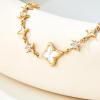 imageCicy Bell Womens 18k Gold Plated White Shell Cubic Zirconia Square Cross Adjustable Chain Link Bracelets 669quot with 2quot ExtenderStyle AGold