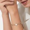 imageCicy Bell Womens 18k Gold Plated White Shell Cubic Zirconia Square Cross Adjustable Chain Link Bracelets 669quot with 2quot ExtenderStyle AGold