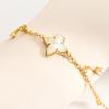 imageCicy Bell Womens 18k Gold Plated White Shell Cubic Zirconia Square Cross Adjustable Chain Link Bracelets 669quot with 2quot ExtenderStyle BGold