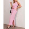 imageCicy Bell Womens 2 Piece Skirt Set Off The Shoulder Ruched Top High Waisted Maxi Skirts Party Cocktail Office OutfitPink