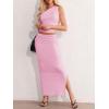 imageCicy Bell Womens 2 Piece Skirt Set Off The Shoulder Ruched Top High Waisted Maxi Skirts Party Cocktail Office OutfitPink