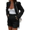 imageCicy Bell Womens 2 Piece Tweed Blazer Shorts Sets Long Sleeve Double Breasted Suit Jackets Business OutfitBlack