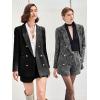 imageCicy Bell Womens 2 Piece Tweed Blazer Shorts Sets Long Sleeve Double Breasted Suit Jackets Business OutfitBlack