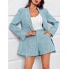 imageCicy Bell Womens 2 Piece Tweed Blazer Shorts Sets Long Sleeve Double Breasted Suit Jackets Business OutfitBlue