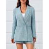 imageCicy Bell Womens 2 Piece Tweed Blazer Shorts Sets Long Sleeve Double Breasted Suit Jackets Business OutfitBlue