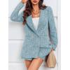 imageCicy Bell Womens 2 Piece Tweed Blazer Shorts Sets Long Sleeve Double Breasted Suit Jackets Business OutfitBlue