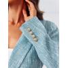 imageCicy Bell Womens 2 Piece Tweed Blazer Shorts Sets Long Sleeve Double Breasted Suit Jackets Business OutfitBlue