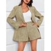imageCicy Bell Womens 2 Piece Tweed Blazer Shorts Sets Long Sleeve Double Breasted Suit Jackets Business OutfitBrown