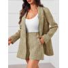 imageCicy Bell Womens 2 Piece Tweed Blazer Shorts Sets Long Sleeve Double Breasted Suit Jackets Business OutfitBrown