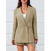 imageCicy Bell Womens 2 Piece Tweed Blazer Shorts Sets Long Sleeve Double Breasted Suit Jackets Business OutfitBrown