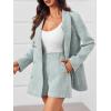 imageCicy Bell Womens 2 Piece Tweed Blazer Shorts Sets Long Sleeve Double Breasted Suit Jackets Business OutfitGrey