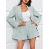 imageCicy Bell Womens 2 Piece Tweed Blazer Shorts Sets Long Sleeve Double Breasted Suit Jackets Business OutfitGrey