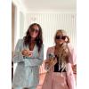 imageCicy Bell Womens 2 Piece Tweed Blazer Shorts Sets Long Sleeve Double Breasted Suit Jackets Business OutfitGrey